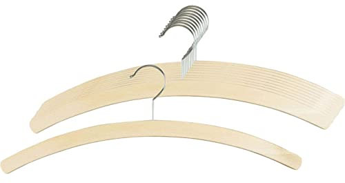 MAWA Kleiderbügel aus Holz, Set aus 10 platzsparende Kleiderbügel aus FSC®-zertifiziertem Buchenholz, ideal für für Hemden, Blusen, Anzüge und Jacken, 42 cm, Natur