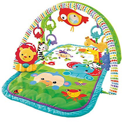 Fisher-Price GXC36 - Rainforest-Freunde 3-in-1 Spieldecke, tragbare Baby Krabbeldecke inkl. abnehmbaren Spielzeugen, ab Geburt