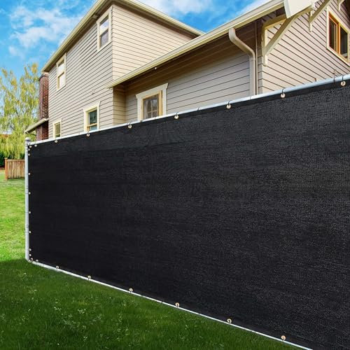 ShadeMart Brise-vue en tissu PEHD noir de 1,8 x 3 m avec œillets, qualité commerciale, attaches de câble incluses