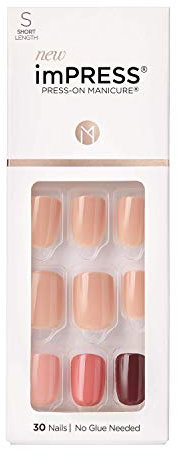 KISS imPRESS – Ongles à presser sans colle, motif « Before Sunset », multicolore, taille courte, forme carrée, comprend 30 ongles, tampon de préparation, feuille d'instructions (français non garanti),