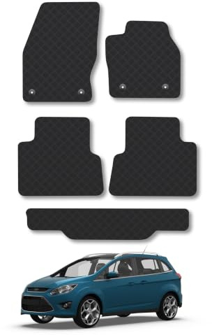 Fits Ford Grand C-Max (2010-2019) 3mm Rubber Car Floor Mats | Tailored Fit Heavy-Duty Rubber Floor Mats Waterproof Durable Custom Fit Water Resistant Easy-Clean