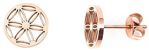 Nuoli® Blume des Lebens Ohrringe Rosegold (45 + 5cm verstellbar) Damen Ohrstecker für Frauen & Mädchen, aus Edelstahl