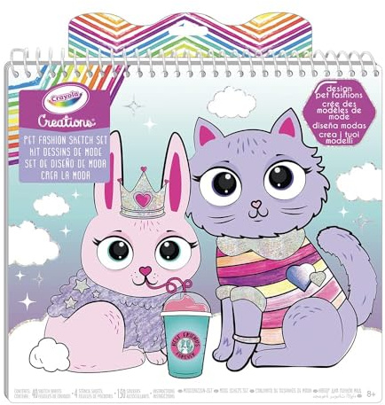 Crayola Creations, Welpen Fashion-Design Malbuch, mit 40 Seiten | Schablonen und 150 Stickern, Kreatives Bastelset für Kinder ab 6 Jahren