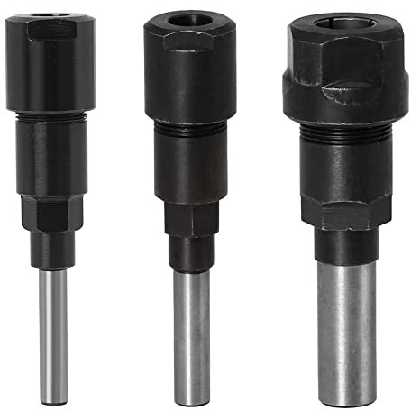 CENPEK 3pcs Router Chuck Extension Set for 1/4, 1/2, 8mm Bits; Alloy Steel; Compatible with Milling, Engraving Machines