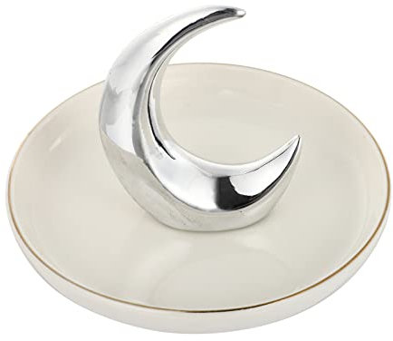 Soporte de anillo de Plato de cerámica: Bandeja de joyería Collares Pendientes Titular Organizador de exhibición Pulseras Decoración de placa Plata