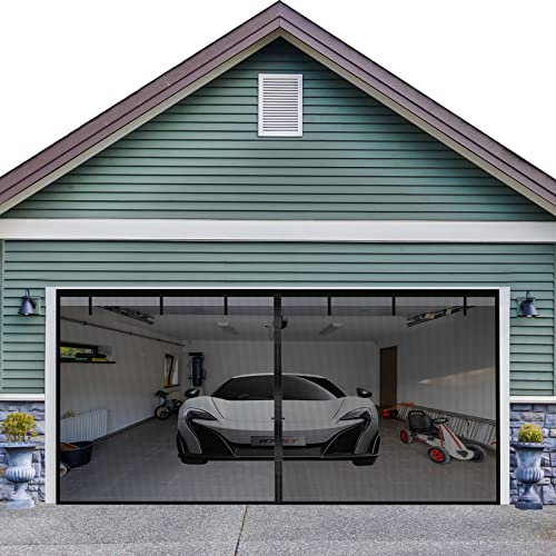 Garagentor-Bildschirm für 2 Autos, 4.6x2.4 m, Garagentür, robustes Fiberglas-Netz, Hochleistungsmagnete, Veranda, Sichtschutz Vorhang (6 Gurte im Lieferumfang enthalten) (4.8x2.5 m)