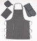 Double Oven Gloves Set with Apron Heat Resistant Oven Mitts for Home Kitchen Baking and Cooking, Butchers Stripe Pot Pan Tray Double Oven Gloves Set (Black)
