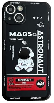 Yonds Queen for iPhone 14 Plus Cute Case, Cool Cartoon Astronaut Space Mars Rocket Design Stylish Bumper TPU Rubber Protective Anti-Slip Shockproof Fashion Case(Black, iPhone 14 Plus)