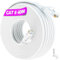 Ethernet Cable 40m, High Speed Cat 6 Internet Cable Flat Wlan, Long White Wifi Slim RJ45 LAN Cable, UTP Network Cable Gigabit 10/100/1000Mbit/s 250MHz Patch Cord for Modem (50 Clips)