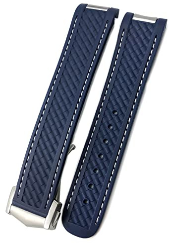 FFHAO Für Omega Seamaster Aqua Terra AT150 8900 Uhrenarmband Werkzeuge Faltschließe 20 mm Gummi Silikon Uhrenarmbänder, Black buckle, Achat