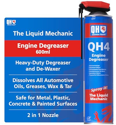Quinton Hazell Engine Degreaser, 600ml QH4 Heavy-Duty Spray With Smart Straw Dissolves All Automotive Oils, Wax, Bitumen & Tar