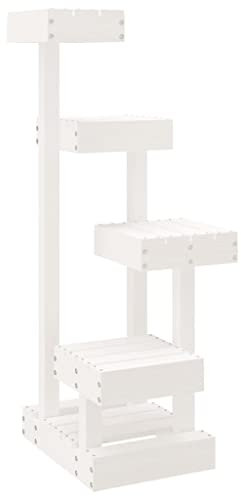 'VidaXL Solid Pine Wood Cat Tree with Multiple Platforms - White, 45.5x49x103 cm - Easy Assembly, Super Durable & Stable.