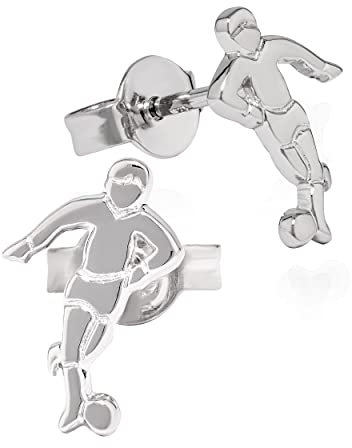 NKlaus Paar Ohrstecker Fußballspieler 925 Silber Ohrringe 11x7mm Fußballer rhodiniert 13781
