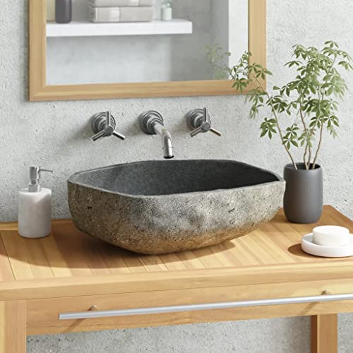WIFESE Lavandino in Pietra di Fiume Ovale 45-53 cm Lavello Bagno Pietra Lavello Esterno Pietra Lavabo Da Appoggio Lavandino Bagno Lavabo Pietra Lavandino Da Appoggio Lavabo In Pietra Grigio talpa
