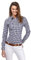 Vincenzo Boretti Chemisier Femme, légèrement cintré, Facile à Repasser, agréable à Porter, 100% Coton, Manche-Longue, col Kent, Motif à Carreaux Bleu foncé/Blanc 40