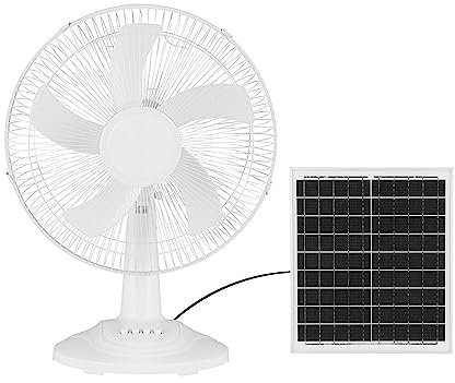 Ventilador de sobremesa Solar Abanico Blanco 20W DC silencioso 3 Vel. 5 ASP. Panel Solar