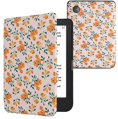 kwmobile Étui Compatible avec Kobo Clara 2E Coque - Étui à Rabat magnétique Tablette eReader Similicuir - Jaune-Vert-Beige