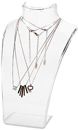 Tomotato Schmuckständer Büste, 13.8x21.5cm Acryl Kettenhalter | Halskette Büste Display Halter Schmuck Display Rack Tabletop Schmuckbüste für Halsketten Anhänger (Transparent)