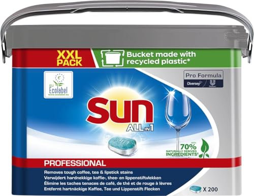 Sun Professional Pastillas para lavavajillas todo en 1 – Potentes pastillas premium para lavavajillas para una limpieza sin esfuerzo, pastillas para lavavajillas para un brillo radiante, 200 pastillas
