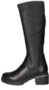 IGI&CO STIVALE DONNA NERO 4683600 PELLE E TESSUTO STRETCH FONDO GOMMA TACCO 6CM H GAMBALE 37CM