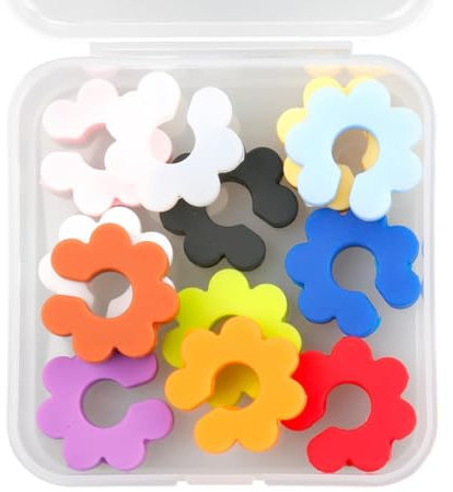 Luckious 12PCS Drink Marker - Silicone Wine Marker, Wine Glass Charms for Party, Champagne Flutes, Cocktails, Martinis (Flower Pattern, Assorted Colors)