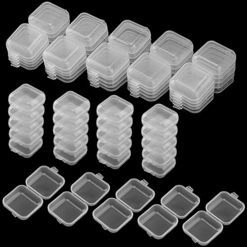 50 PCS Mini Clear Plastic Jewellery Box, Small Beads Storage Containers with Lid for Beads Jewellery Diamond