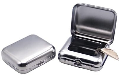 1 cenicero portátil, mini cenicero de metal con tapa, cenicero de bolsillo para decoración de escritorio en casa, oficina, viajes en coche