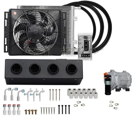 Universal 4-Loch 2-Loch Automotive Elektrische Klimaanlage Kompressor 12V 24V LKW LKW Straße Pole heißer Klassische Klimaanlage (Color : 12V 4Holes No Remote)