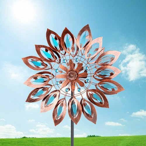 Windspiel für den Außenbereich, Hof-Dekoration, 360 Grad drehbar, großes Metall-Windspiel, 193 cm, Windskulpturen, Gartendekoration für Terrasse, Rasen, Hof