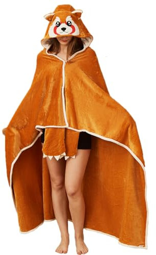Rote Panda-tragbare Decke, niedliche Tierdecke, Hoodies für Erwachsene, rotes Panda-Kostüm, lustige Geschenke für Damen und Herren, Rote Panda-Decke, Einheitsgröße