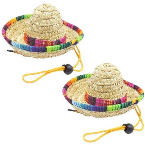 Namvo 2 Piezas Sombreros de Paja para Mascotas Divertidos Mini Sombreros Mexicanos Sombrero Mexicano Decoraciones para Fiestas Decoraciones para Fiestas Temáticas Mexicanas Fiesta de Cumplea?os d