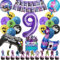 Fortnit Geburtstagsdeko 9 Jahre Junge, 51 Stück Gaming Party Geburtstag Deko, Fortnit Luftballon 9. Geburtstag Junge Set, 3D Lila Luftballons Fortnit Gamer Geburtstagsdeko für Kinder (9 Jahre)