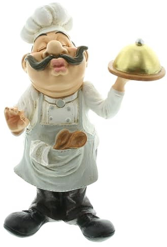FRANK FLECHTWAREN Chefkoch François, Polyresin Maße: Höhe 23 cm, Küchen-Restaurant Einweihung, hochwertig