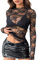 Long Sleeve Lace Top for Women Mesh Tops Long Sleeve Sheer Tops Sexy See Throgh T-Shirt Black Lace Party Club Night Lace Blouse