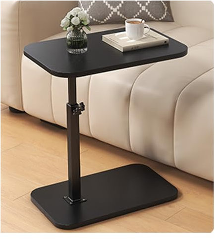 ZGSYH C-Shaped Side Table,2024 Adjustable Height Sofa C End Table,360°Swivel TV Tray Table Bedside Table for Living Room Bathroom Bedroom(Black,S)