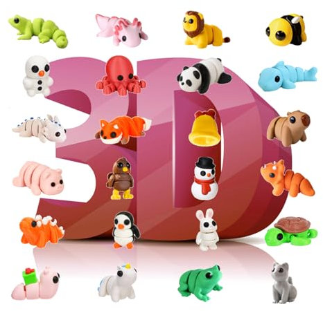 BLOOOK 3D Printed Animals,3D Printed Fidget Toy,3D Gedruckte Tiere Spielzeug,Tiere Figuren Set,3d Gedrucktes Drachenei