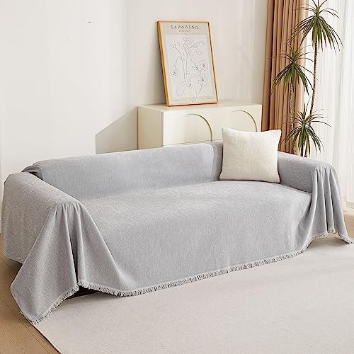 MYSKY HOME Kratzschutz für Sofa, Sofabezug 1/2/3/4 Sitzer, Sofa Überzug Sofaschutz Katze, Sofaüberwurf Couchschutz für Haustiere Haare Kinder Hund Katze Kratzer, sofaüberwürfe 180 * 340cm, Hellgrau