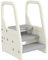 AIYAPLAY Torre Montessoriana Bambini a 3 Gradini Regolabili con Piedini Antiscivolo, Sgabello per Bambini 2-5 Anni in HDPE, per Bagno, Cucina e Toilette, 43x42x65.5 cm, Grigio