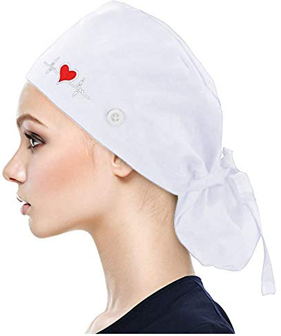 Wesaloes Cuffie Ch_irurgiche per Infermiera Infermiera Cuoco Cosmetologi Cuffia Chi_rurgica con Fascia Regolabile con Bottone Capello Lunghi Regolabile Antipolvere Donna Cappello