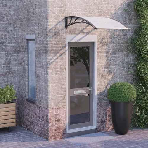 Juroupi Door Canopy Black and Transparent 80x100 cm Polycarbonate,Door Canopy,Outdoor Awning,Window Garden Canopy,Rain Shelter Cover-153588