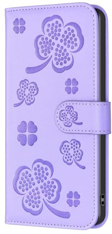 Ucikov Cover per Apple iPhone 14 Pro,Modello Fiori Fortunati Custodia in Pelle a Portafoglio Flip Sottile Antiurto Cover Protettiva per Apple iPhone 14 Pro,Viola