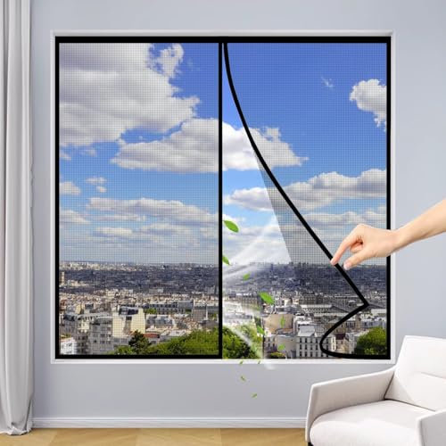 Mosquitera Magnética para Ventana 55x135cm Negro marco magnético mosquitera Instalar Sin Taladrar Marco de Ventanas