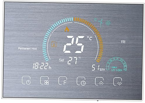 HOMSFOU 1satz Smart Thermostat Für Fußbodenheizung Digitaler Temperaturregler Mit LCD Installieren Energiesparend Elegantes Design Gebürstetem Für Modernes Zuhause