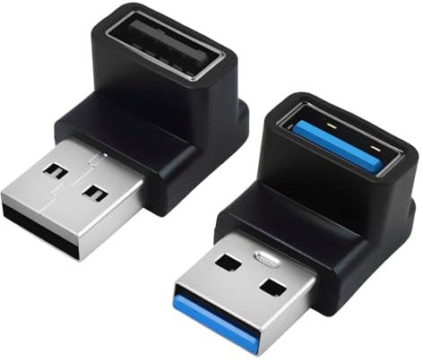90 Degree USB 3.1 Adapter (2 Pack),Up and Down Angle Coupler for Fast Charging and 10Gbps Data Transfer,OTG USB to USB Right Angle Connector for PC Laptop Power Bank and More