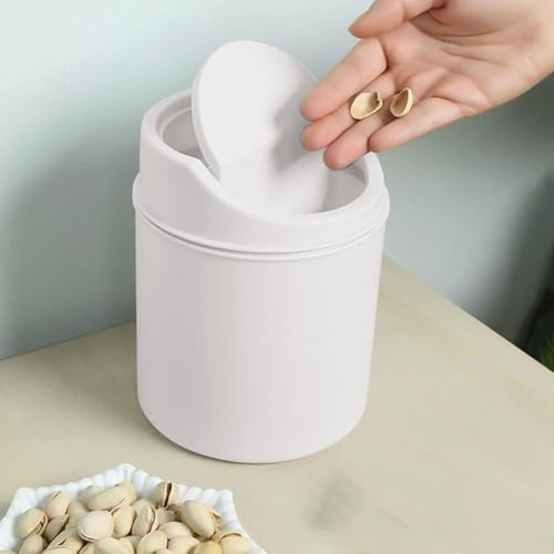 TischmüLleimer mit Deckel, Süße Tisch Mülleimer, Cute Papierkorb Klein, Kawaii Deko, Tischmülleimer, Aufbewahrungsbox, Schreibtisch deko, Vfür BüRos, Kinderzimmer, Schminktisch, Wohnzimmer (Weiß)