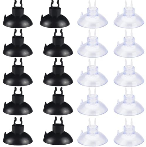 Lot de 20 ventouses pour tuyau d'air d'aquarium de 4 à 6 mm - Ventouse avec pinces pour aquarium - Support de tuyau pour livraison de gaz - Tuyau d'air - Ligne de circulation d'air - Transparent
