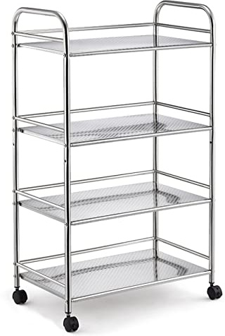 EYUIOPLM Allzweckwagen aus Edelstahl, 4 Ebenen, kommerzieller, robuster mobiler Rollwagen aus Metall mit Rädern for Küche, Restaurant, Krankenhaus, Labor und Zuhause(40x35x100cm)