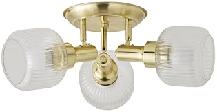 ValueLights | Calpe 3 Way Antique Brass and Clear Glass Shade Adjustable Spotlight Ceiling Light with Bulbs | Ceiling Lights, Home Décor & Improvement Essential | Mains Wired