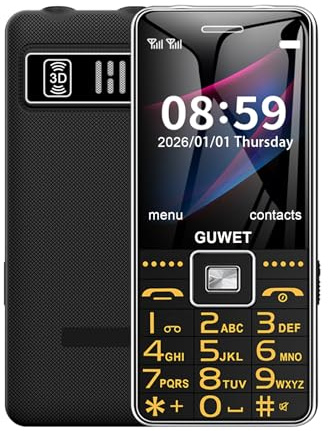 Guwet G600 2G Telefono Cellulare per Anziani con Tasti Grandi, Funzione SOS, Antiurto e anticaduta, Schermo 2,4, Batteria Grande per Lunga Durata d'Uso, Doppia SIM con doppio standby, Nero
