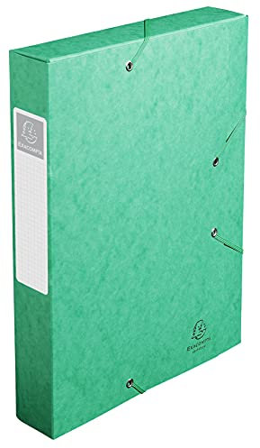 Exacompta 16003H 10er Pack Premium Sammelboxen mit Gummizug 60 mm aus extra starkem Colorspan-Karton mit Rückenschild für DIN A4 Archivbox Heftbox Dokumentenbox Zeichenbox Sammelmappe grün